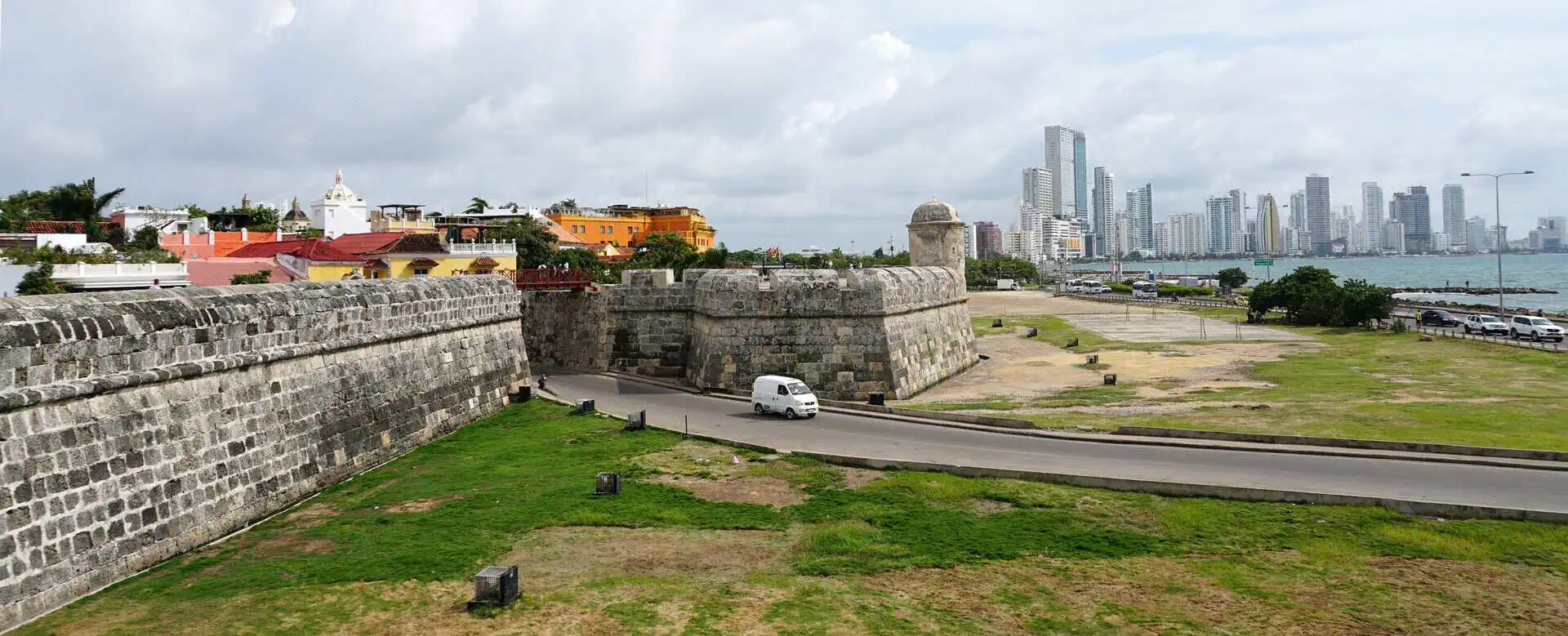 Cartagena Bocagrande city wall panorama
