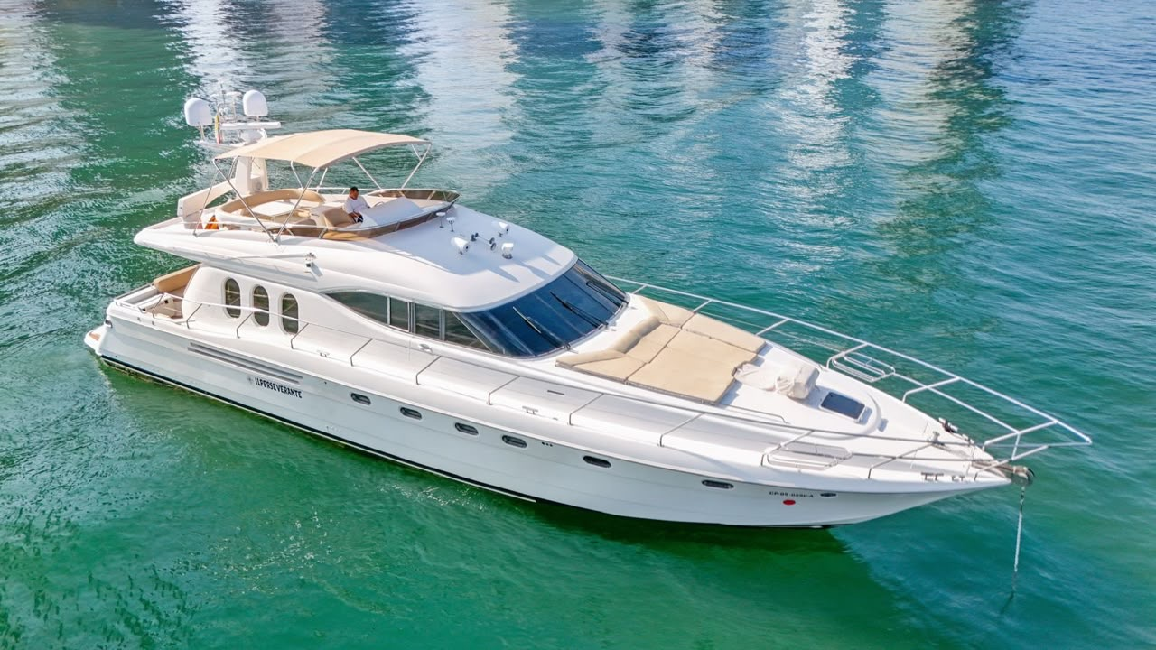 Aerial stern view of the 70' Viking yacht underway in Cartagena