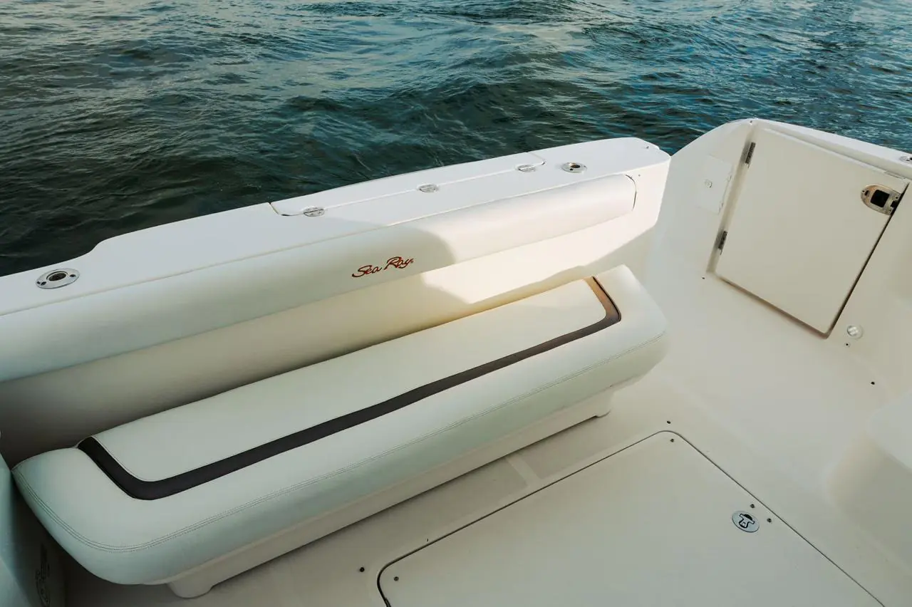 Deck seating detail on the 44 Sea Ray flybridge