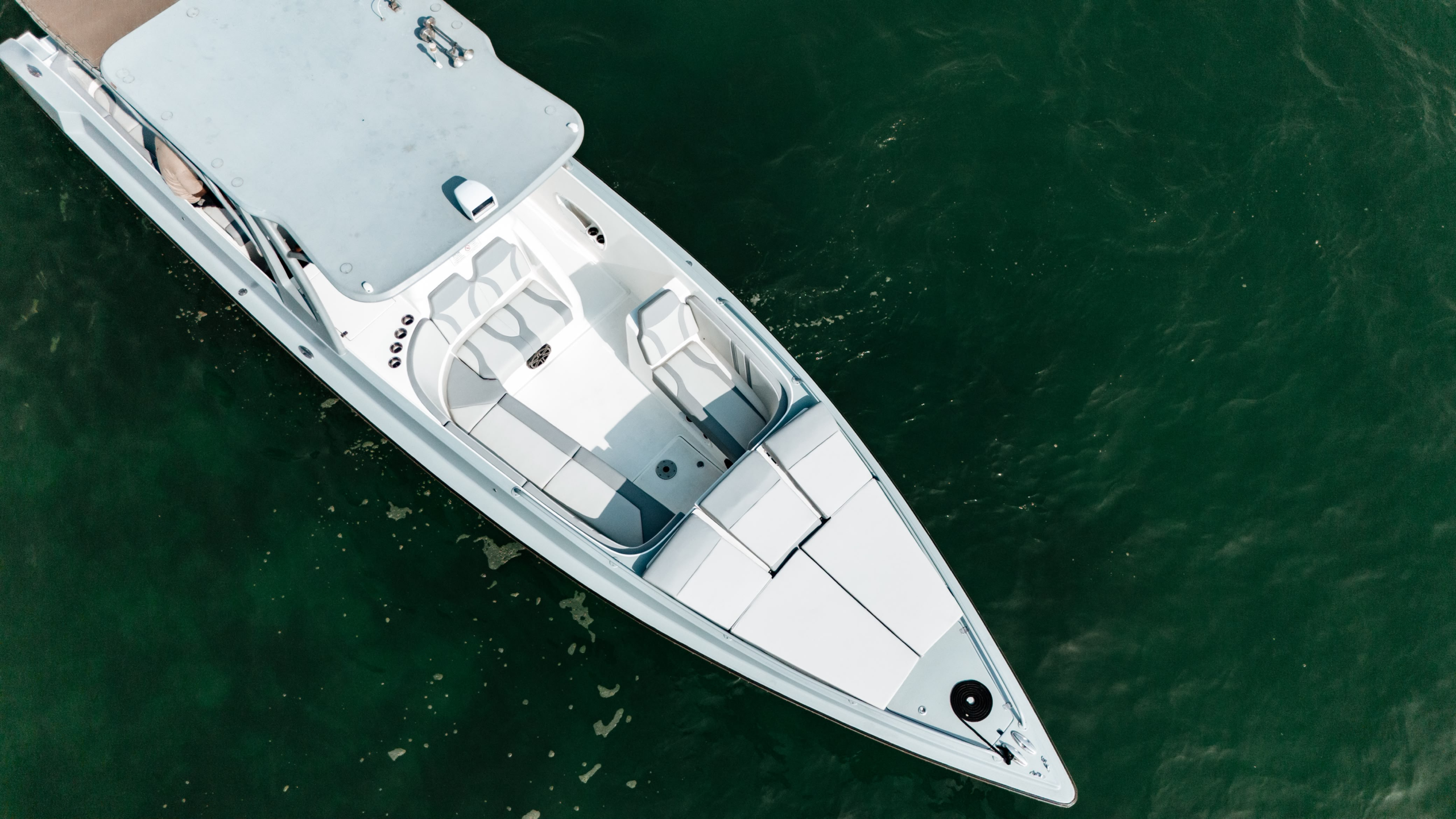 Drone view of the speedboat underway
