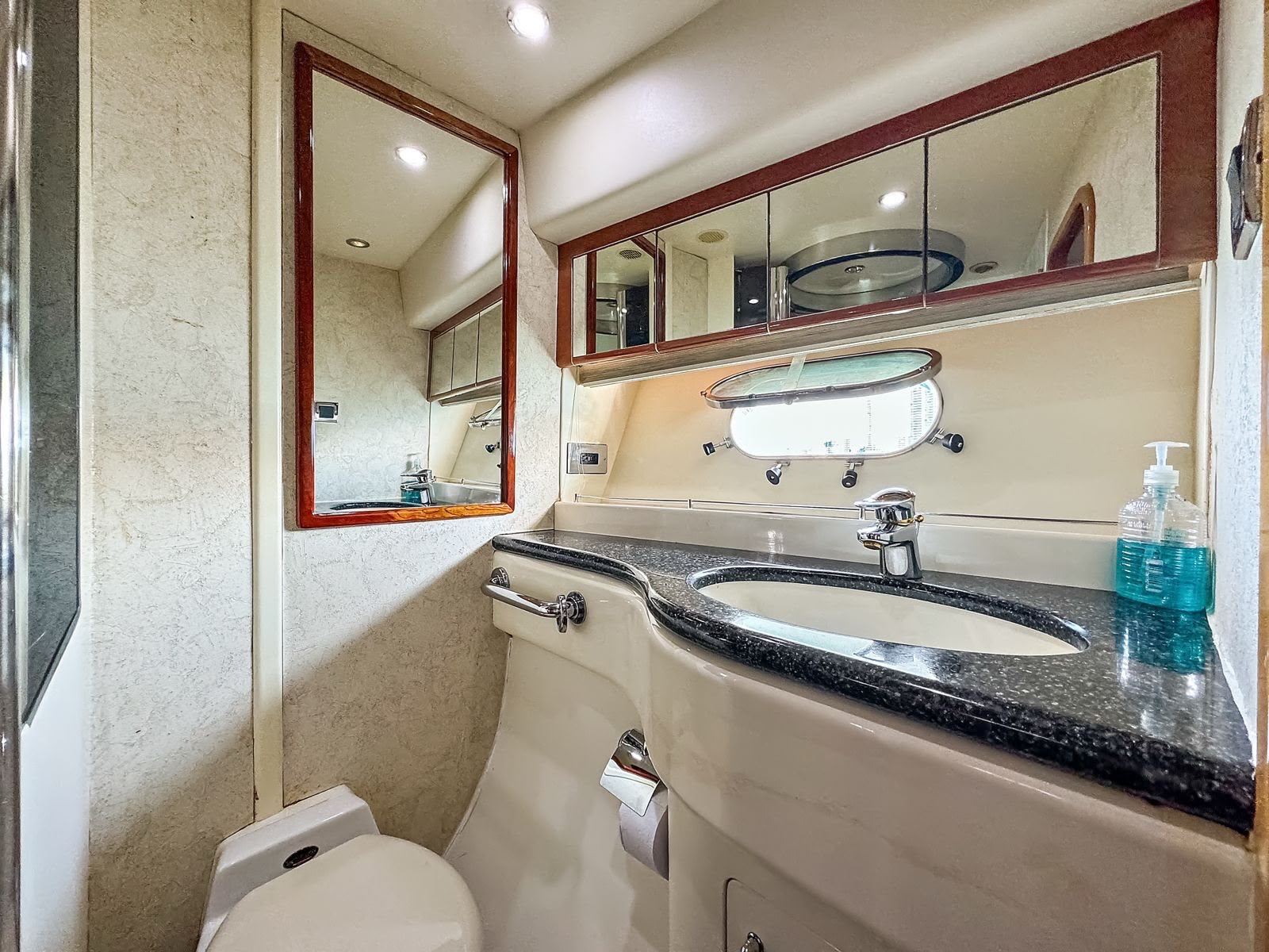 Bathroom with shower aboard the yacht