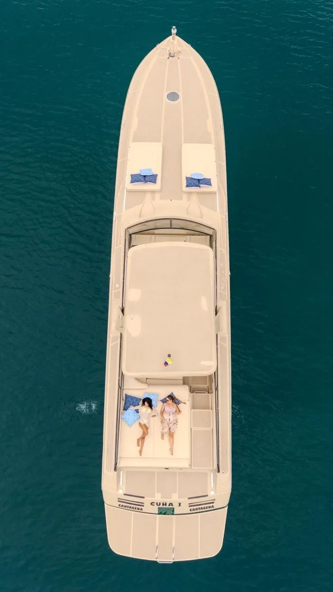 Aerial view of the deck and bow
