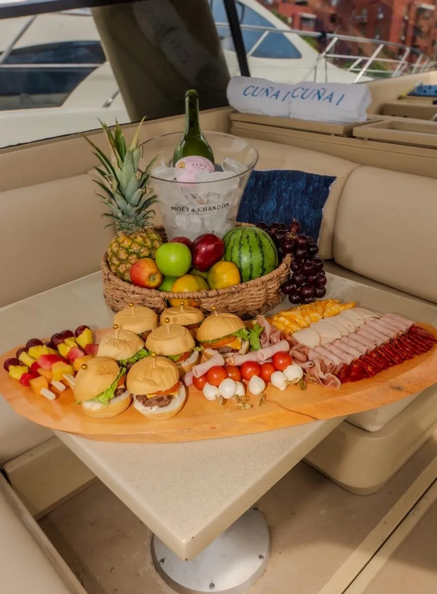 Fresh fruit and snacks served on board
