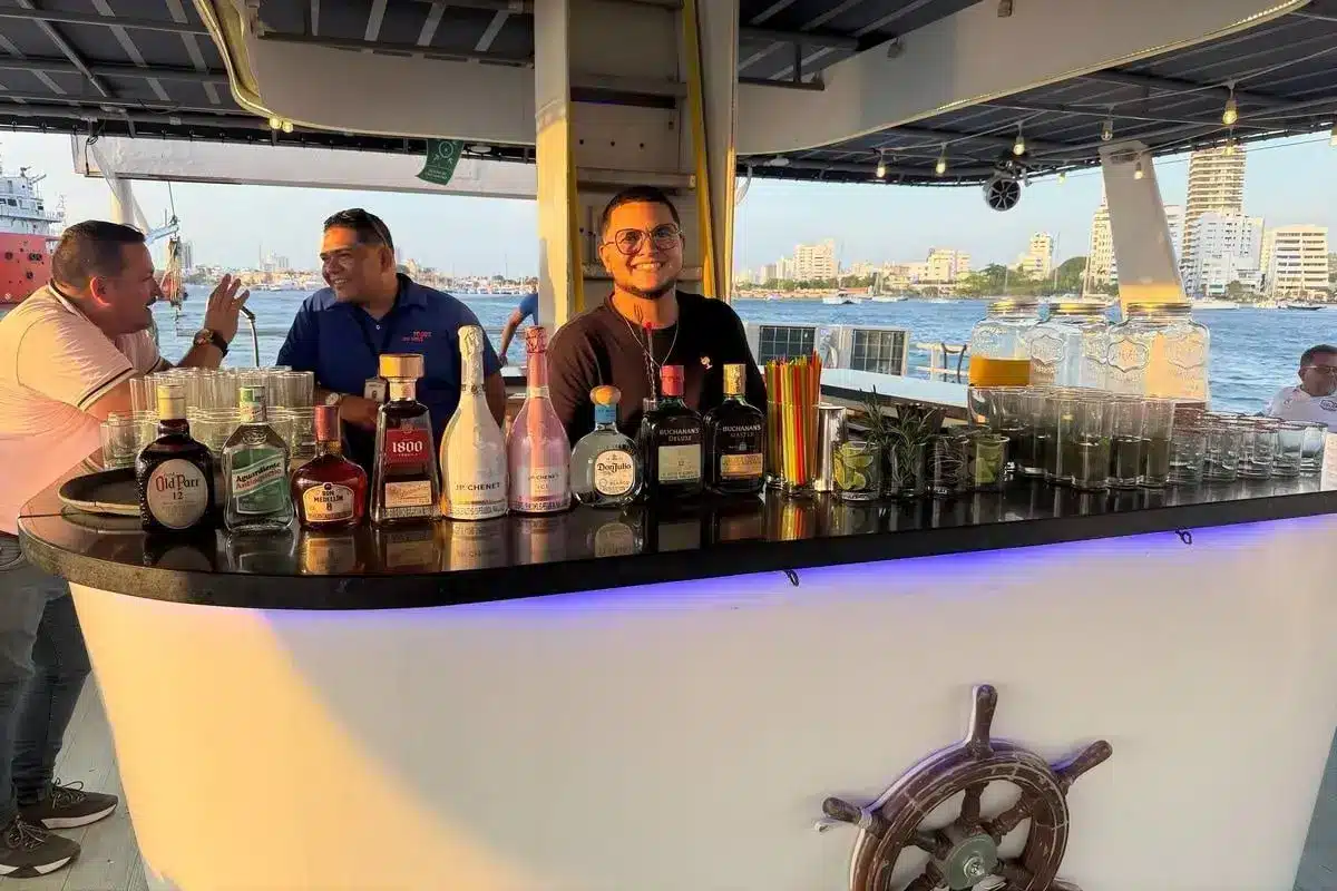 Bar on board the 87 event catamaran in Cartagena
