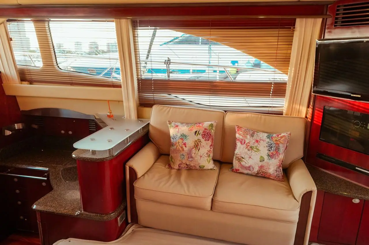 Galley and salon seating on the 44 Sea Ray